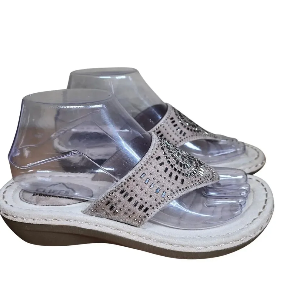 NWOT Cliffs by White Mountain Cienna Mini Wedge Flip Flop Sandal Size 7 Tan